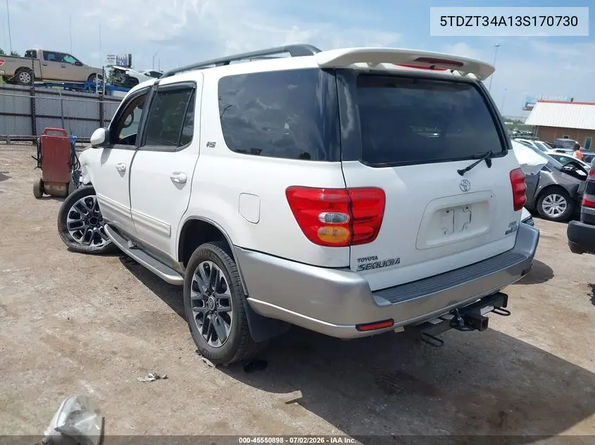 2003 Toyota Sequoia Sr5 V8 VIN: 5TDZT34A13S170730 Lot: 45550898