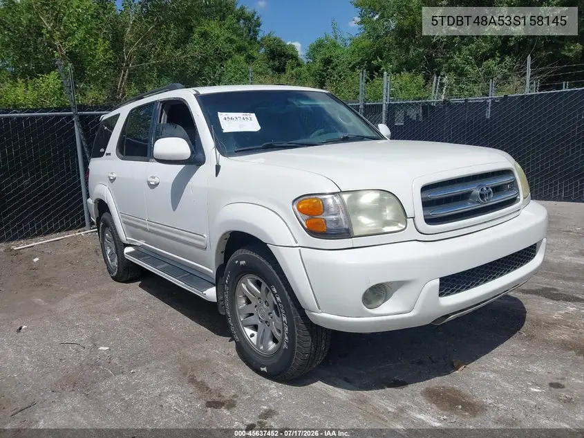 2003 Toyota Sequoia Limited V8 VIN: 5TDBT48A53S158145 Lot: 45637452