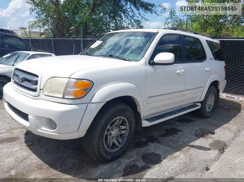 2003 Toyota Sequoia Limited V8 VIN: 5TDBT48A53S158145 Lot: 45637452