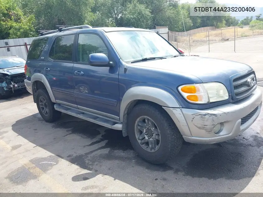 2003 Toyota Sequoia Sr5 V8 VIN: 5TDBT44A23S200406 Lot: 45656235