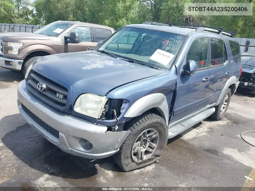 2003 Toyota Sequoia Sr5 V8 VIN: 5TDBT44A23S200406 Lot: 45656235