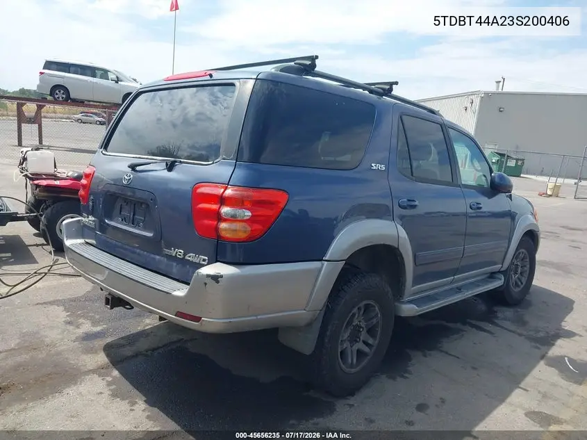2003 Toyota Sequoia Sr5 V8 VIN: 5TDBT44A23S200406 Lot: 45656235