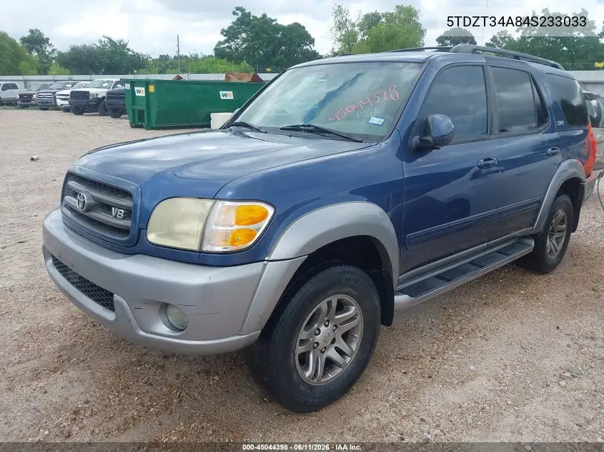 2004 Toyota Sequoia Sr5 V8 VIN: 5TDZT34A84S233033 Lot: 45044398