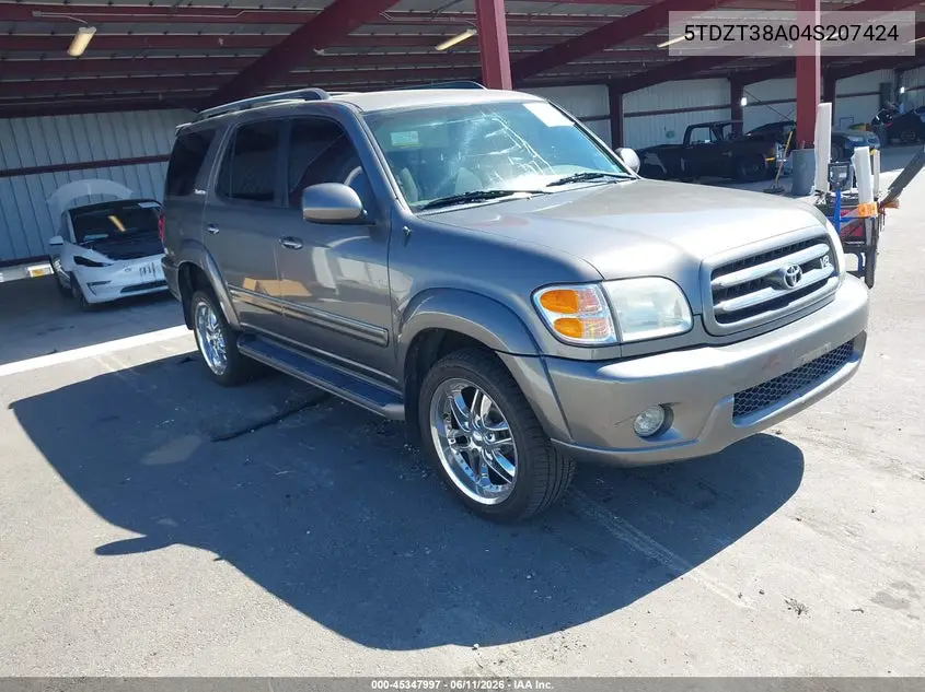 2004 Toyota Sequoia Limited V8 VIN: 5TDZT38A04S207424 Lot: 45347997