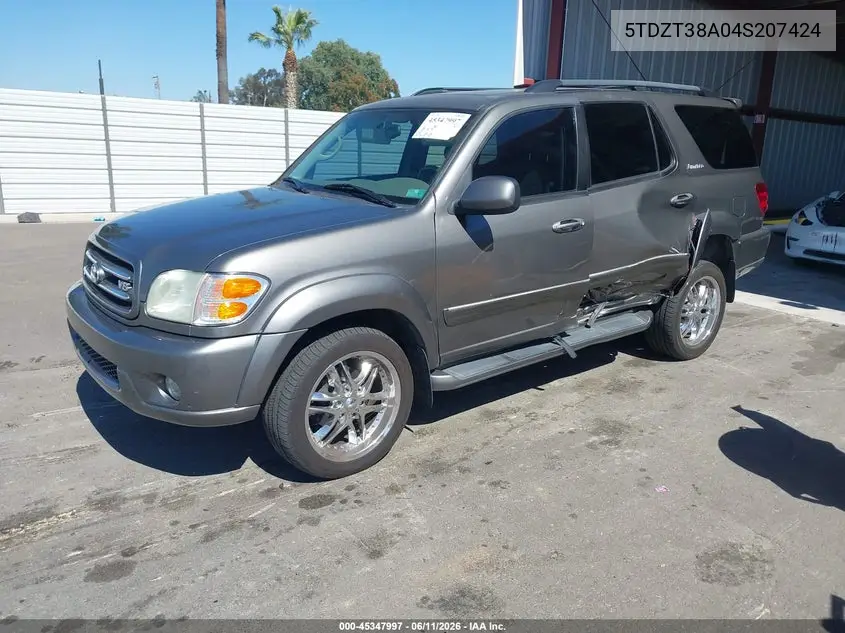 2004 Toyota Sequoia Limited V8 VIN: 5TDZT38A04S207424 Lot: 45347997