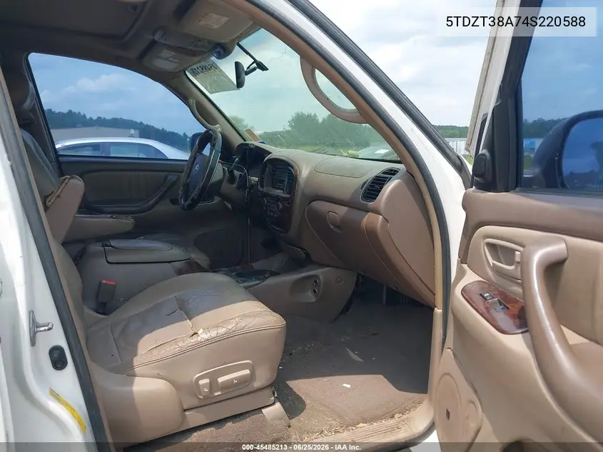 2004 Toyota Sequoia Limited V8 VIN: 5TDZT38A74S220588 Lot: 45485213