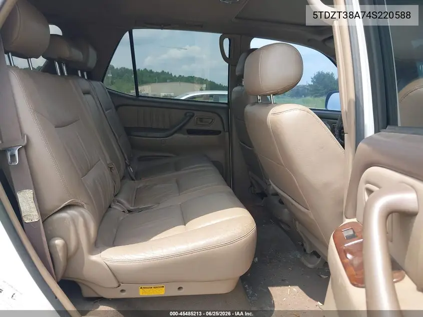 2004 Toyota Sequoia Limited V8 VIN: 5TDZT38A74S220588 Lot: 45485213