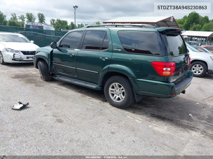 2004 Toyota Sequoia Limited V8 VIN: 5TDZT38A94S230863 Lot: 45563907