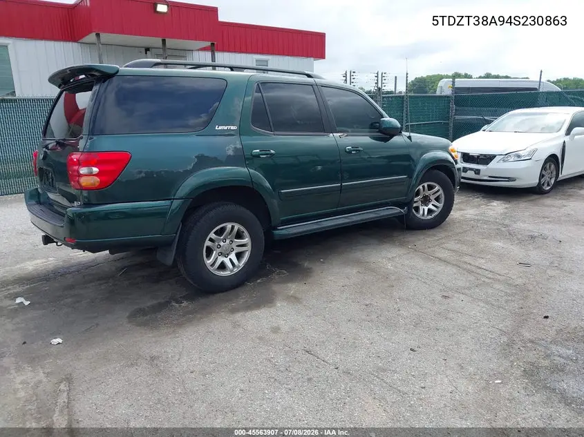 2004 Toyota Sequoia Limited V8 VIN: 5TDZT38A94S230863 Lot: 45563907