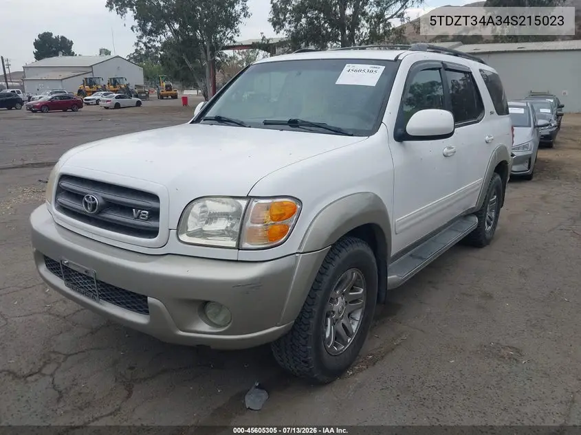 2004 Toyota Sequoia Sr5 V8 VIN: 5TDZT34A34S215023 Lot: 45605305