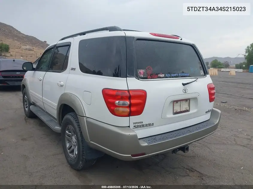 2004 Toyota Sequoia Sr5 V8 VIN: 5TDZT34A34S215023 Lot: 45605305