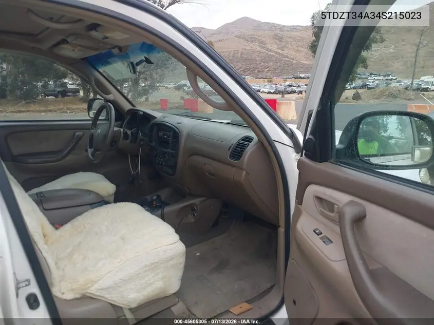 2004 Toyota Sequoia Sr5 V8 VIN: 5TDZT34A34S215023 Lot: 45605305