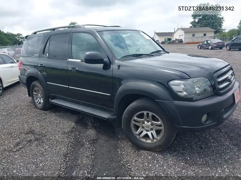 2004 Toyota Sequoia Limited V8 VIN: 5TDZT38A84S231342 Lot: 45606226