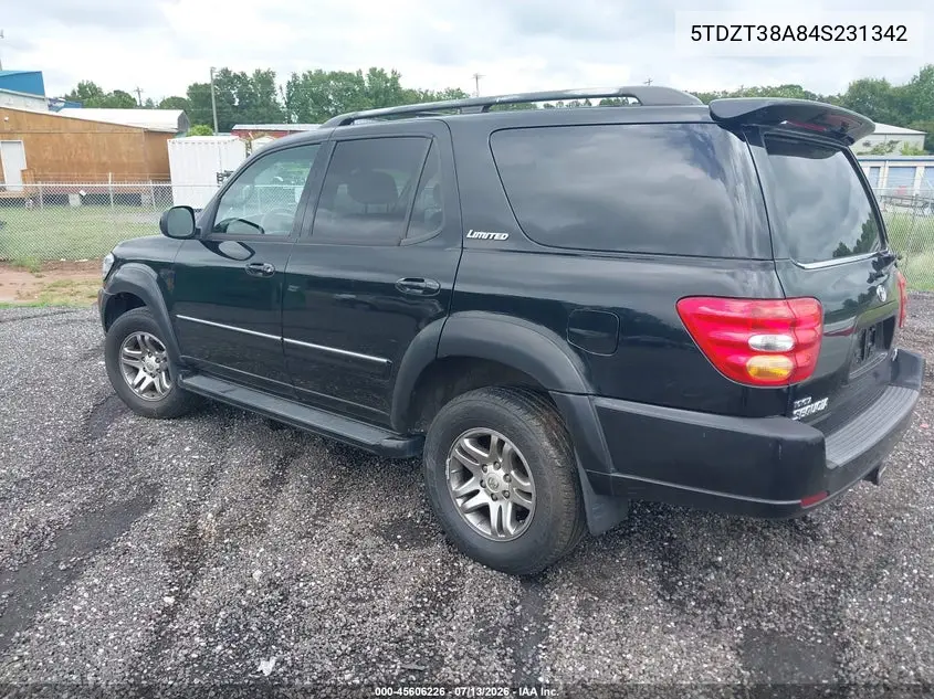 2004 Toyota Sequoia Limited V8 VIN: 5TDZT38A84S231342 Lot: 45606226