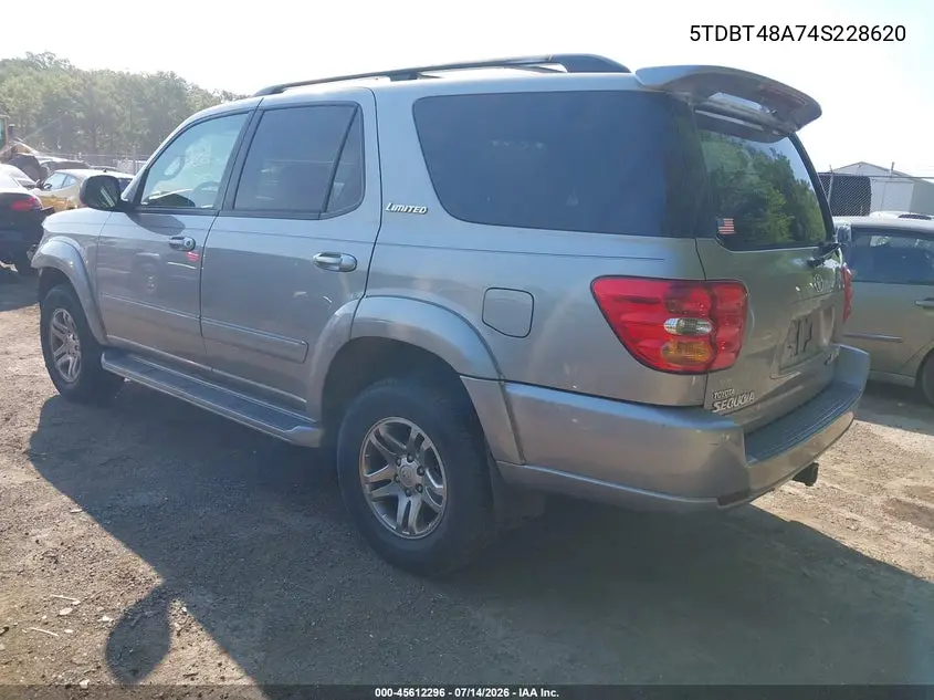 2004 Toyota Sequoia Limited V8 VIN: 5TDBT48A74S228620 Lot: 45612296
