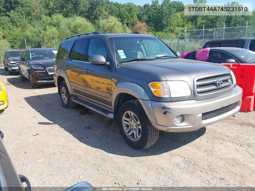 2004 Toyota Sequoia Sr5 V8 VIN: 5TDBT44A74S231510 Lot: 45624724