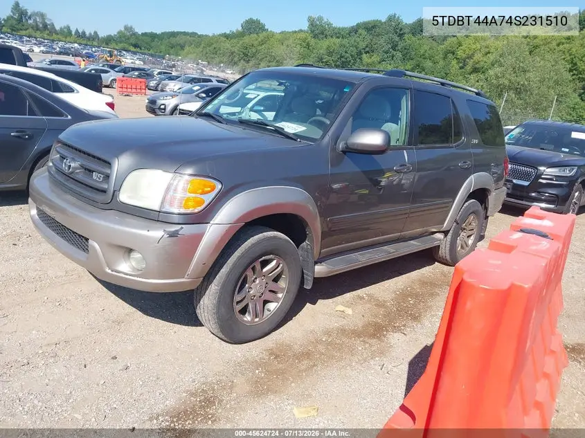 2004 Toyota Sequoia Sr5 V8 VIN: 5TDBT44A74S231510 Lot: 45624724