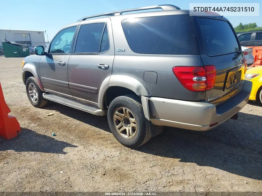 2004 Toyota Sequoia Sr5 V8 VIN: 5TDBT44A74S231510 Lot: 45624724