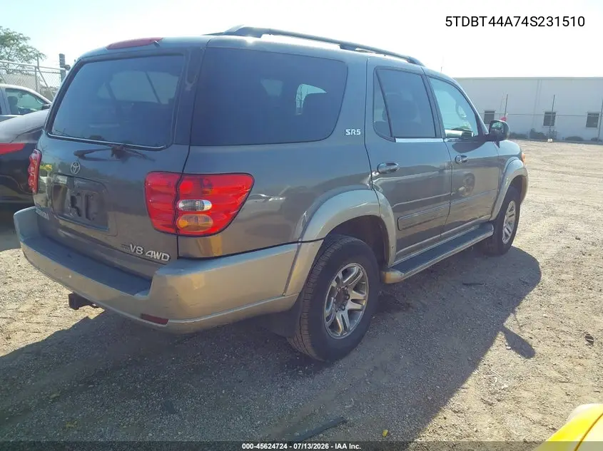 2004 Toyota Sequoia Sr5 V8 VIN: 5TDBT44A74S231510 Lot: 45624724
