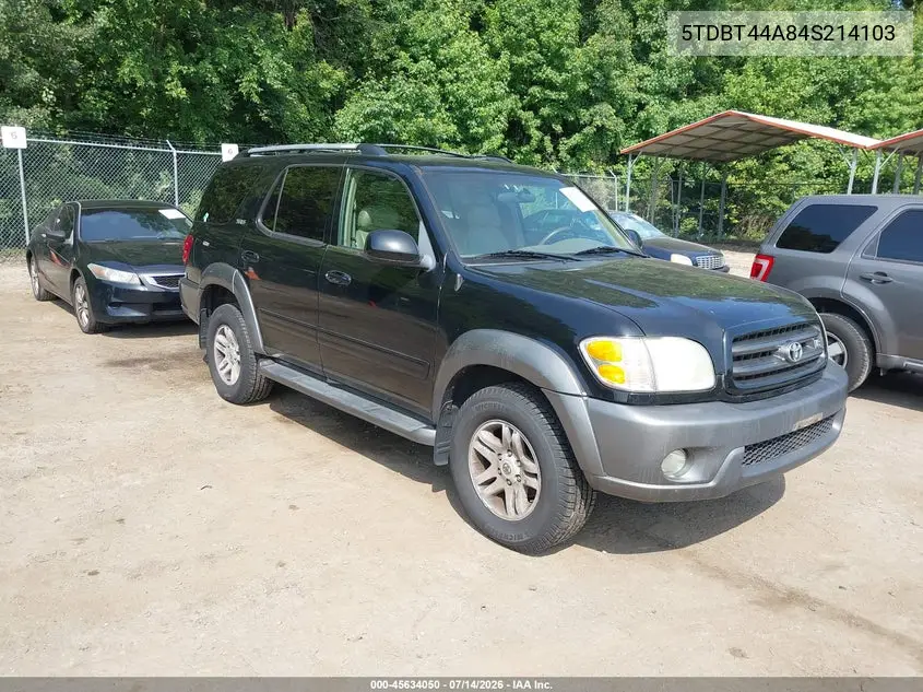 2004 Toyota Sequoia Sr5 V8 VIN: 5TDBT44A84S214103 Lot: 45634050