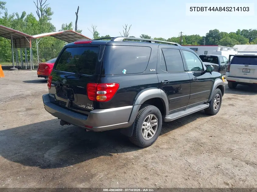 2004 Toyota Sequoia Sr5 V8 VIN: 5TDBT44A84S214103 Lot: 45634050
