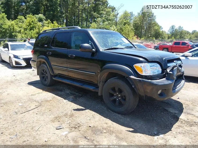 2005 Toyota Sequoia Sr5 V8 VIN: 5TDZT34A75S262007 Lot: 45312498