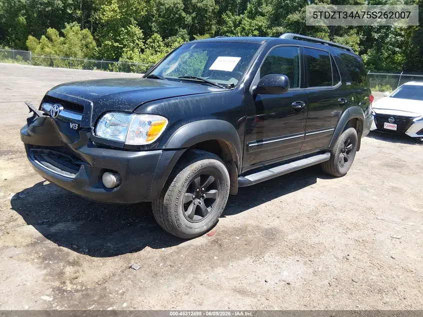 2005 Toyota Sequoia Sr5 V8 VIN: 5TDZT34A75S262007 Lot: 45312498