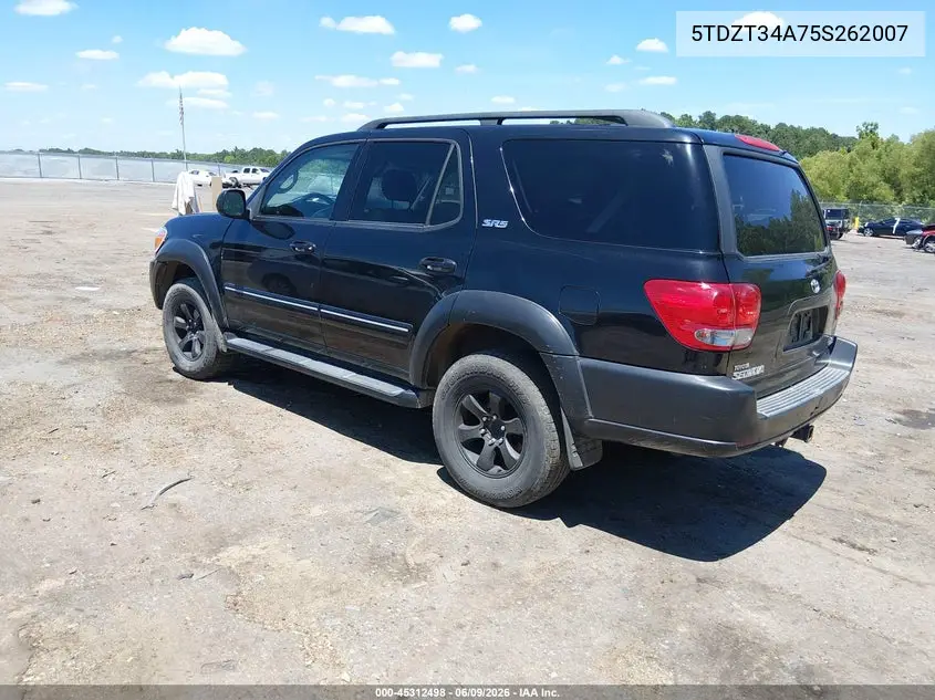 2005 Toyota Sequoia Sr5 V8 VIN: 5TDZT34A75S262007 Lot: 45312498