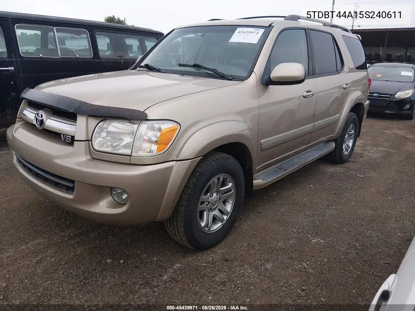2005 Toyota Sequoia Sr5 V8 VIN: 5TDBT44A15S240611 Lot: 45439971