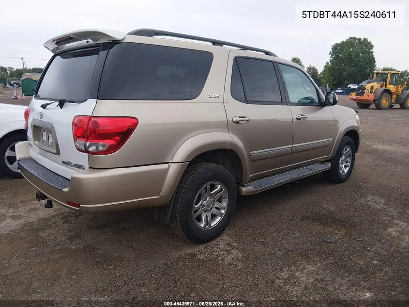 2005 Toyota Sequoia Sr5 V8 VIN: 5TDBT44A15S240611 Lot: 45439971