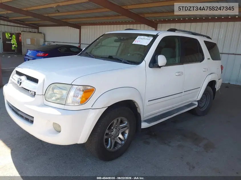 2005 Toyota Sequoia Sr5 V8 VIN: 5TDZT34A75S247345 Lot: 45449335