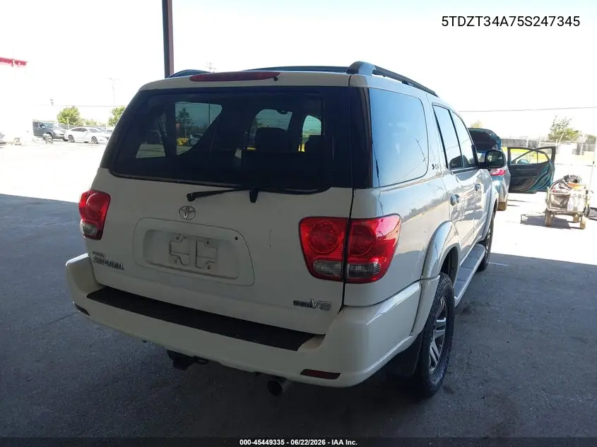 2005 Toyota Sequoia Sr5 V8 VIN: 5TDZT34A75S247345 Lot: 45449335