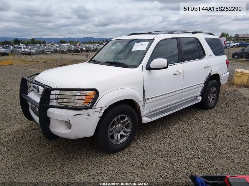 2005 Toyota Sequoia Sr5 V8 VIN: 5TDBT44A15S252290 Lot: 45530122