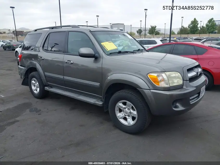 2005 Toyota Sequoia Sr5 V8 VIN: 5TDZT34A85S252778 Lot: 45530483