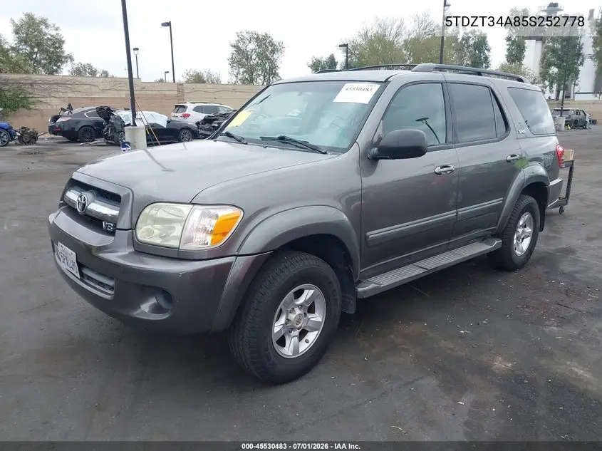 2005 Toyota Sequoia Sr5 V8 VIN: 5TDZT34A85S252778 Lot: 45530483