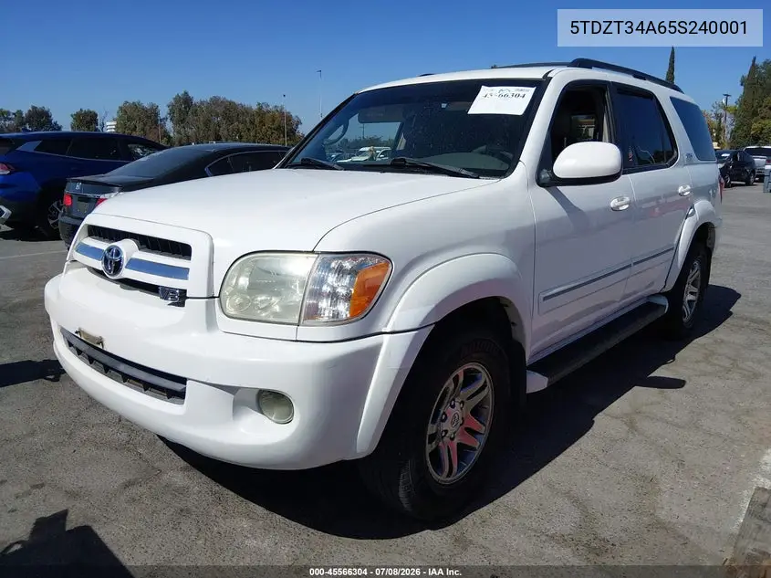 2005 Toyota Sequoia Sr5 V8 VIN: 5TDZT34A65S240001 Lot: 45566304