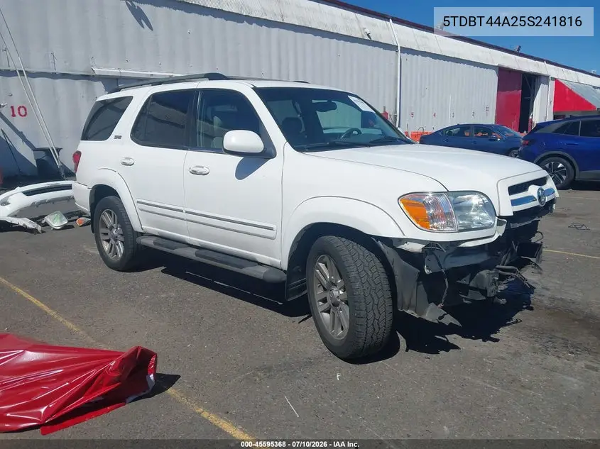 2005 Toyota Sequoia Sr5 V8 VIN: 5TDBT44A25S241816 Lot: 45595368