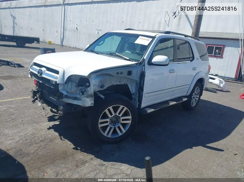 2005 Toyota Sequoia Sr5 V8 VIN: 5TDBT44A25S241816 Lot: 45595368