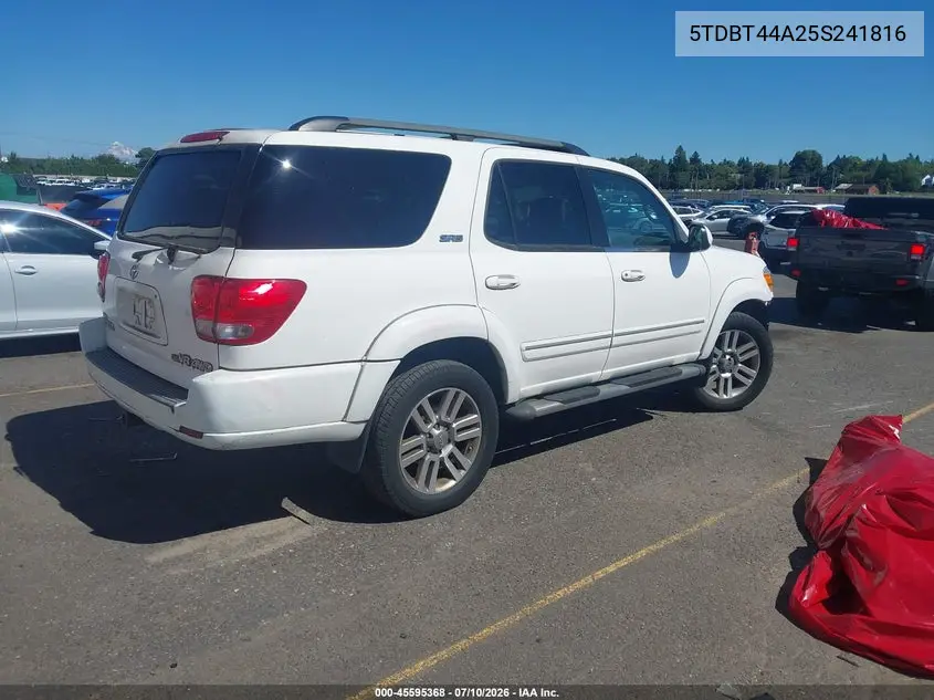 2005 Toyota Sequoia Sr5 V8 VIN: 5TDBT44A25S241816 Lot: 45595368
