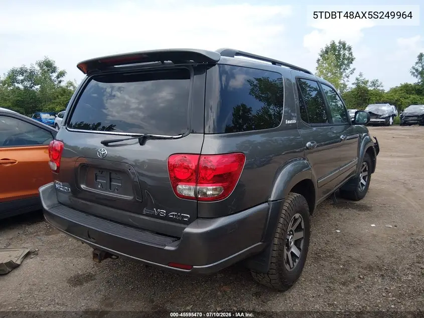 2005 Toyota Sequoia Limited V8 VIN: 5TDBT48AX5S249964 Lot: 45595470