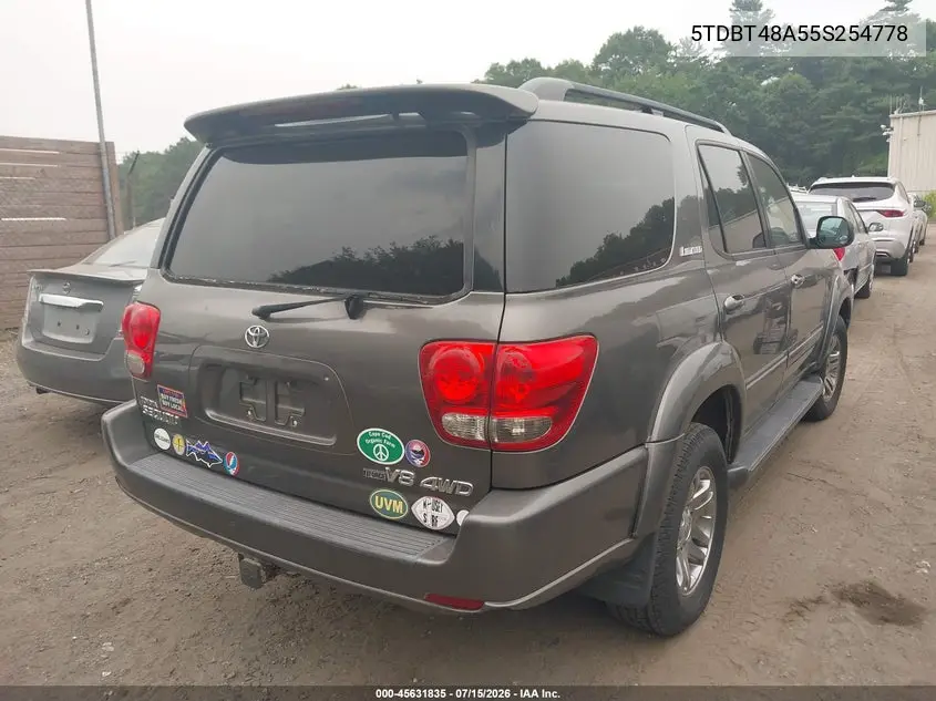 2005 Toyota Sequoia Limited V8 VIN: 5TDBT48A55S254778 Lot: 45631835