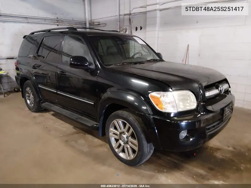 2005 Toyota Sequoia Limited V8 VIN: 5TDBT48A25S251417 Lot: 45633812