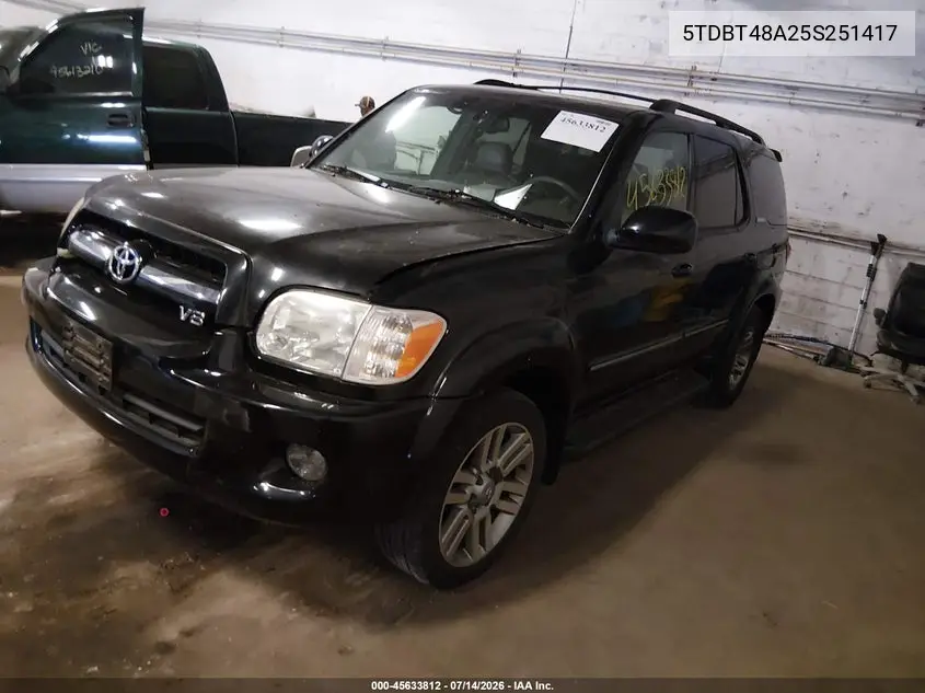 2005 Toyota Sequoia Limited V8 VIN: 5TDBT48A25S251417 Lot: 45633812