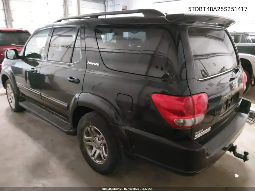 2005 Toyota Sequoia Limited V8 VIN: 5TDBT48A25S251417 Lot: 45633812