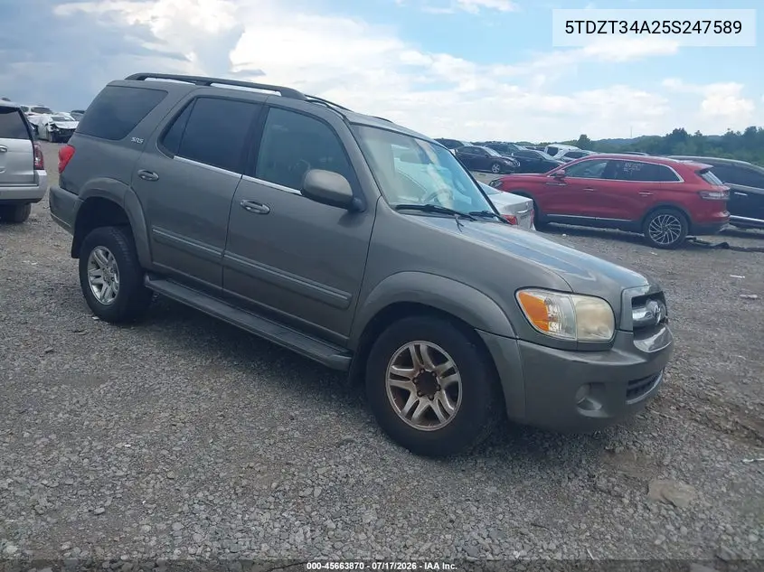 2005 Toyota Sequoia Sr5 V8 VIN: 5TDZT34A25S247589 Lot: 45663870