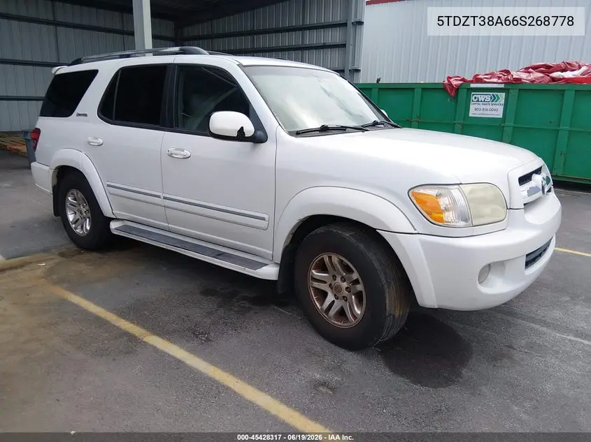 2006 Toyota Sequoia Limited V8 VIN: 5TDZT38A66S268778 Lot: 45428317