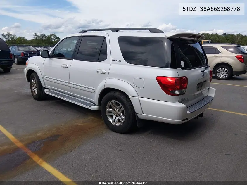 2006 Toyota Sequoia Limited V8 VIN: 5TDZT38A66S268778 Lot: 45428317