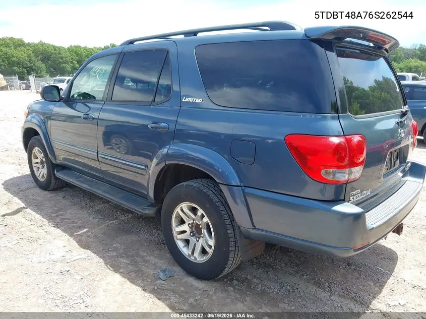 2006 Toyota Sequoia Limited V8 VIN: 5TDBT48A76S262544 Lot: 45433242