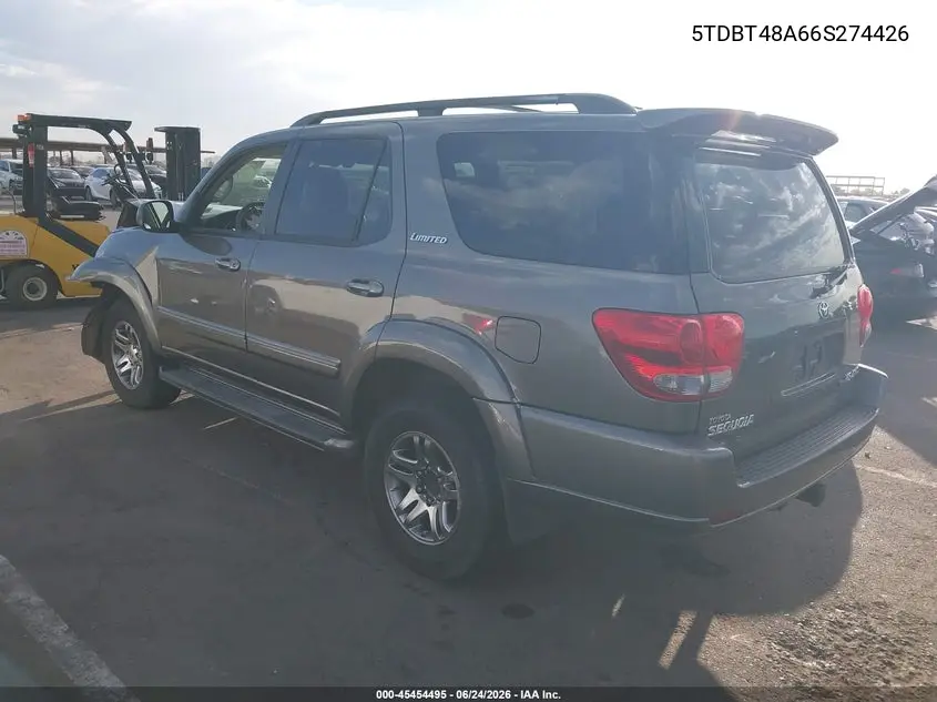 2006 Toyota Sequoia Limited V8 VIN: 5TDBT48A66S274426 Lot: 45454495