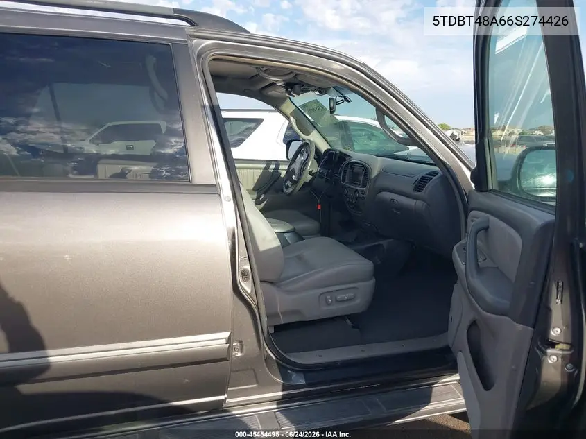 2006 Toyota Sequoia Limited V8 VIN: 5TDBT48A66S274426 Lot: 45454495